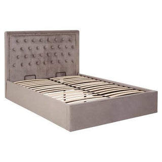Hannah Grey Velvet Ottoman Bed Double - LOOMSHIRE - 2