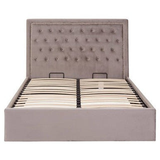 Hannah Grey Velvet Ottoman Bed Double - LOOMSHIRE - 1