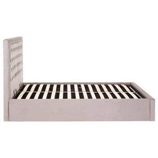 Hannah Grey Velvet Ottoman Bed Double - LOOMSHIRE - 3