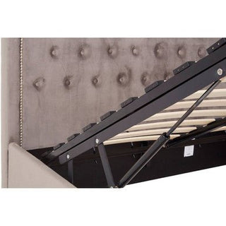 Hannah Grey Velvet Ottoman Bed Double - LOOMSHIRE - 7