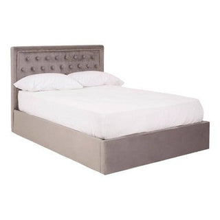 Hannah Grey Velvet Ottoman Bed Double - LOOMSHIRE - 4