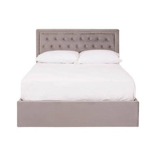 Hannah Grey Velvet Ottoman Bed Double - LOOMSHIRE - 8