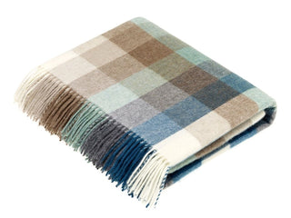 Harlequin Check Lambswool Throw - Eucalyptus - LOOMSHIRE - 1