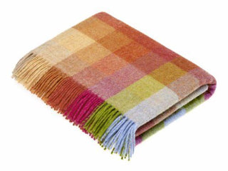 Harlequin Check Pure New Wool Throw - Sunshine - LOOMSHIRE - 1