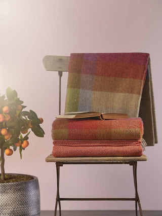 Harlequin Check Pure New Wool Throw - Sunshine - LOOMSHIRE - 2