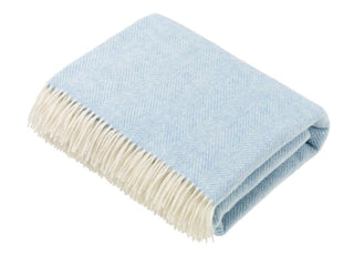 Herringbone Merino Lambswool Throw - Aqua - LOOMSHIRE - 1