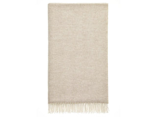 Herringbone Merino Lambswool Throw - Beige - LOOMSHIRE - 1