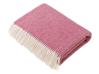 Herringbone Merino Lambswool Throw - Cerise - LOOMSHIRE - 1