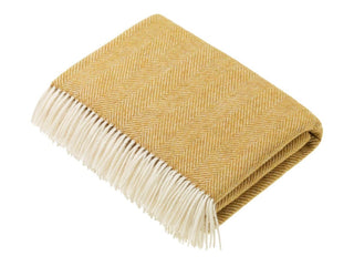 Herringbone Merino Lambswool Throw - Gold - LOOMSHIRE - 1