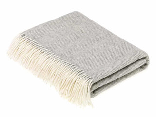 Herringbone Merino Lambswool Throw - Grey - LOOMSHIRE - 1