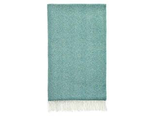 Herringbone Merino Lambswool Throw - Jade - LOOMSHIRE - 1