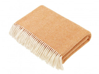 Herringbone Merino Lambswool Throw - Saffron - LOOMSHIRE - 1