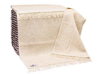 Herringbone Natural Undyed Pure Wool Throw - Ecru - LOOMSHIRE - 2