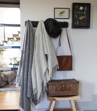 Herringbone Natural Undyed Pure Wool Throw - Pale Grey - LOOMSHIRE - 4