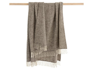 Herringbone Natural Undyed Pure Wool Throw - Pale Grey - LOOMSHIRE - 1