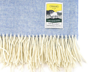 Herringbone Pure New Wool Blanket - Blue - LOOMSHIRE - 3
