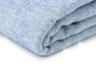 Herringbone Pure New Wool Blanket - Blue - LOOMSHIRE - 4