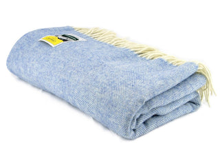 Herringbone Pure New Wool Blanket - Blue - LOOMSHIRE - 2