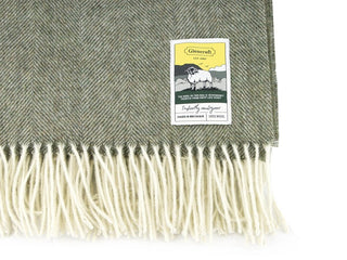Herringbone Pure New Wool Blanket - Green - LOOMSHIRE - 4