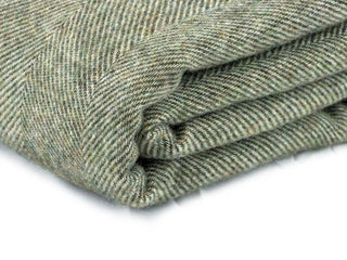 Herringbone Pure New Wool Blanket - Green - LOOMSHIRE - 3