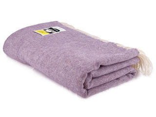 Herringbone Pure New Wool Blanket - Heather - LOOMSHIRE - 2