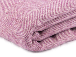 Herringbone Pure New Wool Blanket - Pink - LOOMSHIRE - 4
