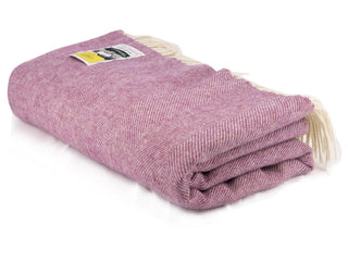 Herringbone Pure New Wool Blanket - Pink - LOOMSHIRE - 2