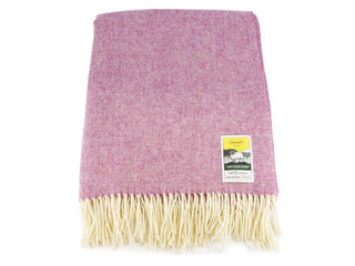 Herringbone Pure New Wool Blanket - Pink - LOOMSHIRE - 1