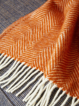 Herringbone Pure New Wool Throw - Cinnamon - LOOMSHIRE - 4