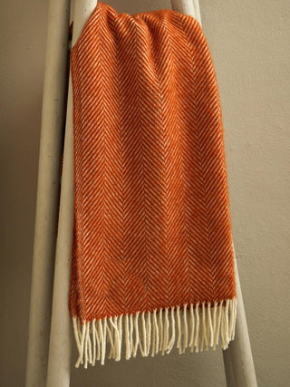 Herringbone Pure New Wool Throw - Cinnamon - LOOMSHIRE - 3