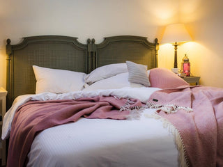 Herringbone Pure New Wool Throw - Dusky Pink/Pearl - LOOMSHIRE - 3