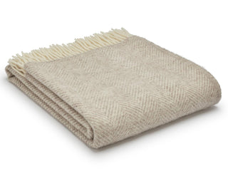 Herringbone Pure New Wool Throw - Hazel - LOOMSHIRE - 1