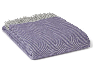 Herringbone Pure New Wool Throw - Lavender/Silver - LOOMSHIRE - 1