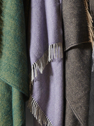 Herringbone Pure New Wool Throw - Lavender/Silver - LOOMSHIRE - 3