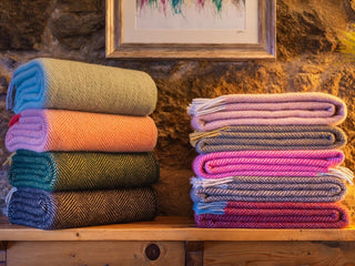 Herringbone Pure New Wool Throw - Pink & Silver - LOOMSHIRE - 2