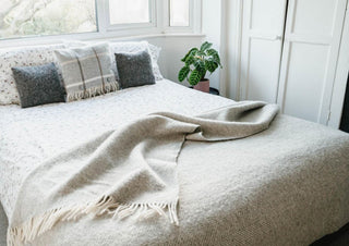 Herringbone Pure New Wool Throw - Silver Grey - LOOMSHIRE - 2