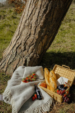 Herringbone Pure New Wool Throw - Silver Grey - LOOMSHIRE - 4