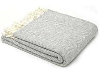 Herringbone Pure New Wool Throw - Silver Grey - LOOMSHIRE - 1