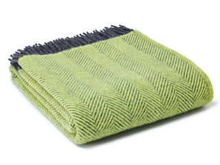 Herringbone Pure New Wool Throw - Zest/Charcoal - LOOMSHIRE - 1
