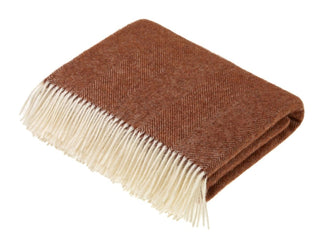 Herringbone Shetland Pure New Wool Throw - Brick - LOOMSHIRE - 1