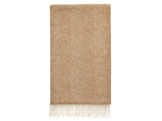 Herringbone Shetland Pure New Wool Throw - Camel - LOOMSHIRE - 1
