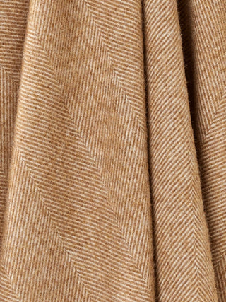 Herringbone Shetland Pure New Wool Throw - Camel - LOOMSHIRE - 3