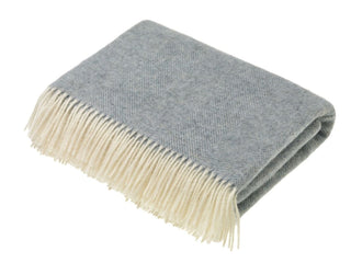 Herringbone Shetland Pure New Wool Throw - Duck Egg - LOOMSHIRE - 1