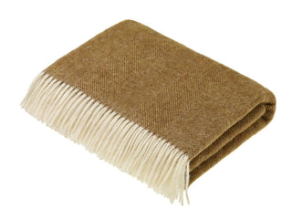 Herringbone Shetland Pure New Wool Throw - Gold - LOOMSHIRE - 1