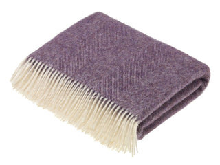 Herringbone Shetland Pure New Wool Throw - Lavender - LOOMSHIRE - 1