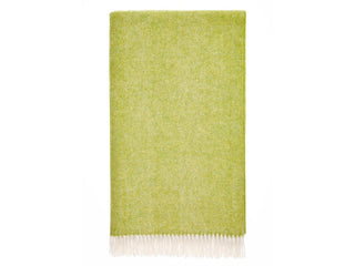 Herringbone Shetland Pure New Wool Throw - Lime - LOOMSHIRE - 1