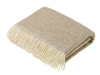 Herringbone Shetland Pure New Wool Throw - Natural - LOOMSHIRE - 1
