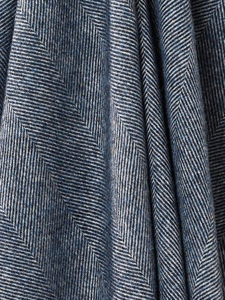 Herringbone Shetland Pure New Wool Throw - Navy Blue - LOOMSHIRE - 3