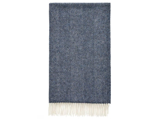 Herringbone Shetland Pure New Wool Throw - Navy Blue - LOOMSHIRE - 1