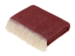 Herringbone Shetland Pure New Wool Throw - Red - LOOMSHIRE - 1